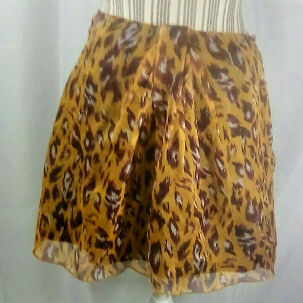 Esley Anthropologie Gold/Browns Patterened Lined Abstract Print Skirt Size Small